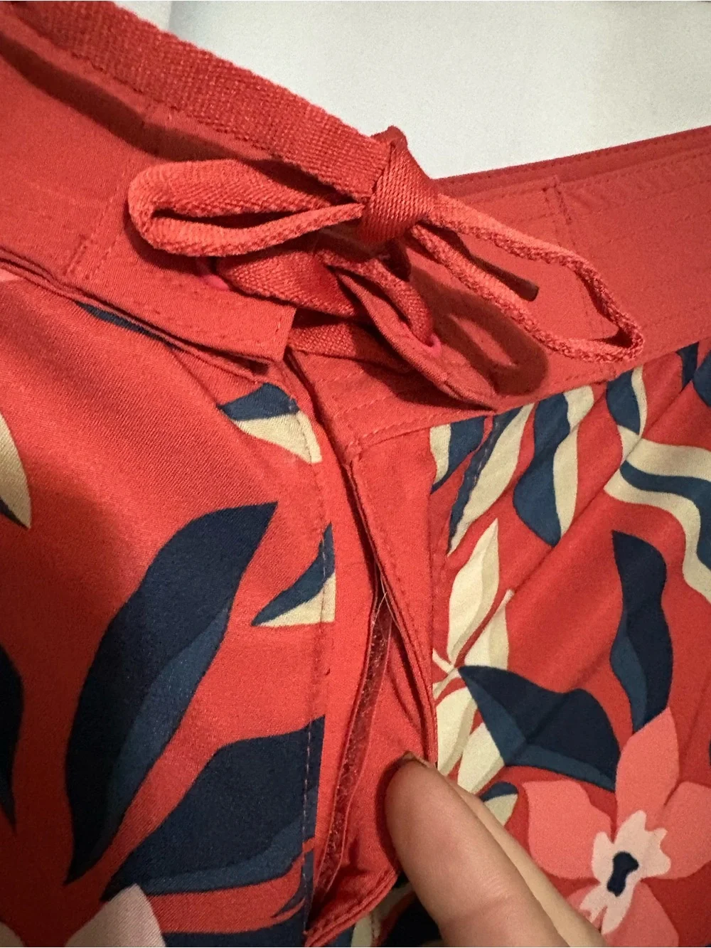 Old Navy Red Floral Swim Trunks with Navy & Cream Accents